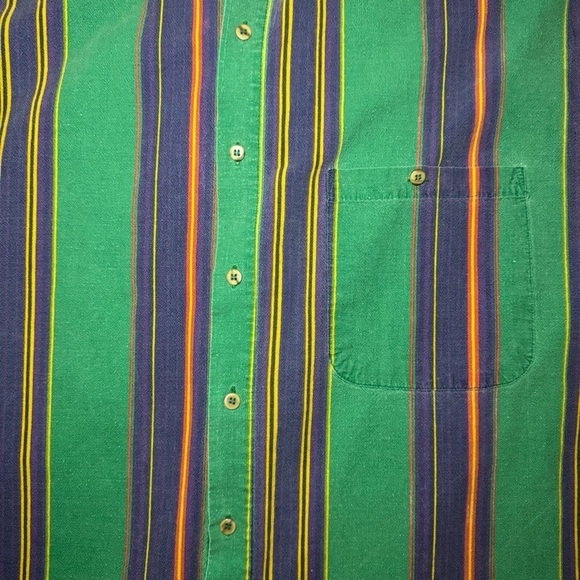 RARE VTG 80s 90s BlaZer Oversized Men’s Green Striped Button Down Shirt — LARGE - Picture 6 of 6